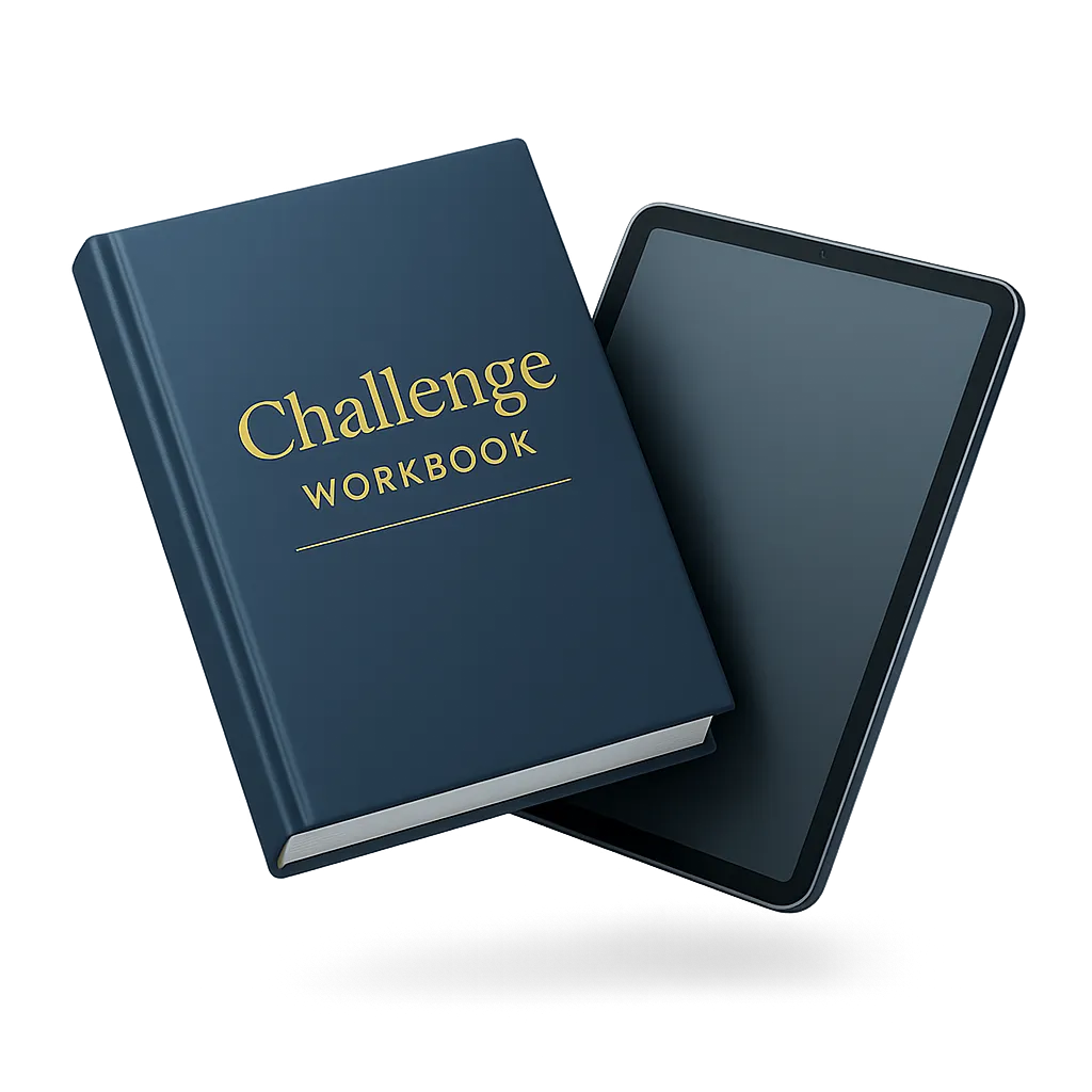FOCUS Challenge Workbook and digital tablet mockup