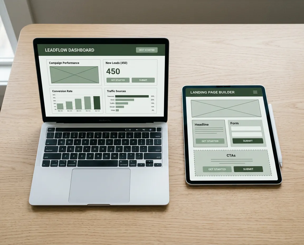 Professional high-converting business website mockup displaying modern industrial layout on clean device screen