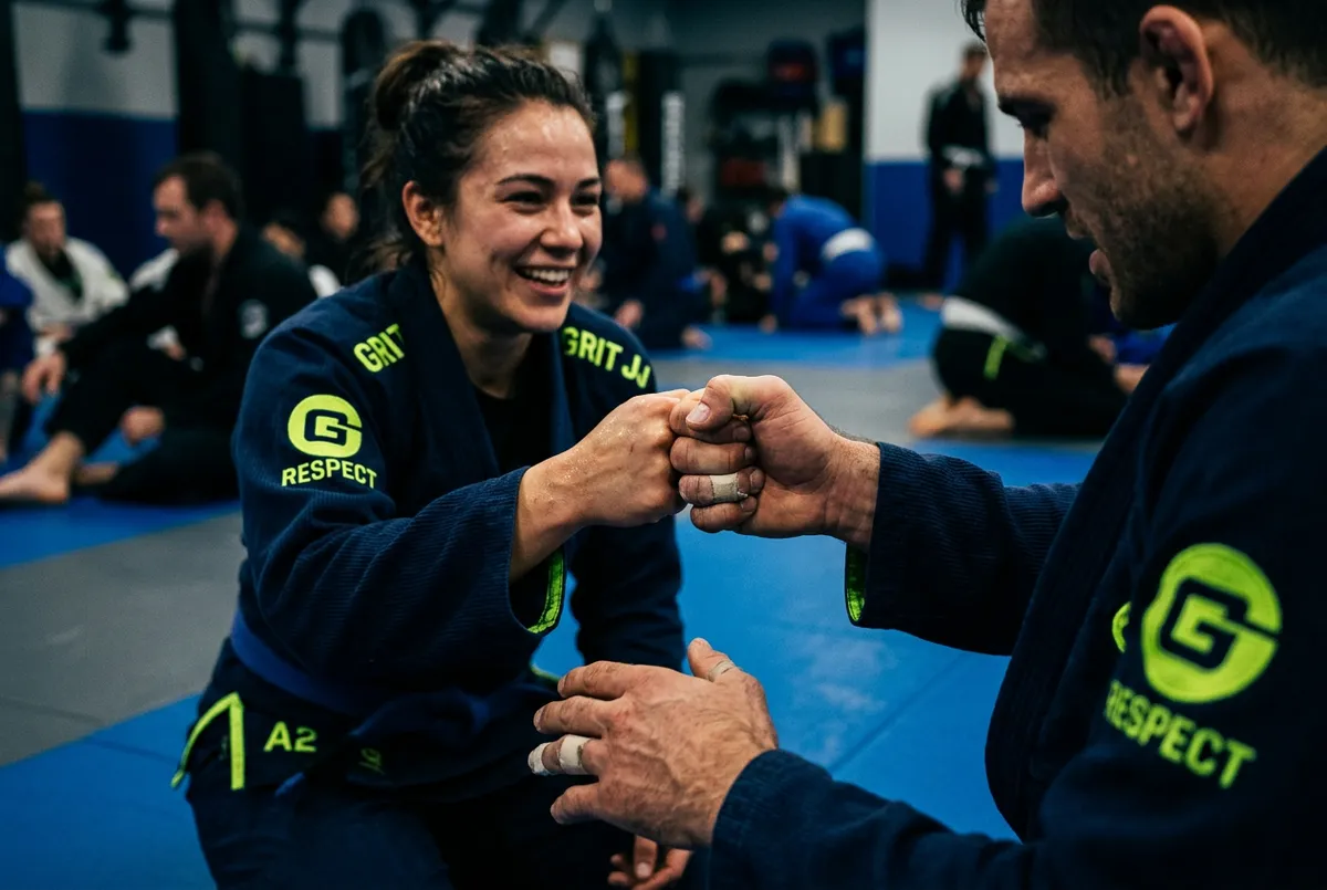 Union Team members showing mutual respect and camaraderie on the mat