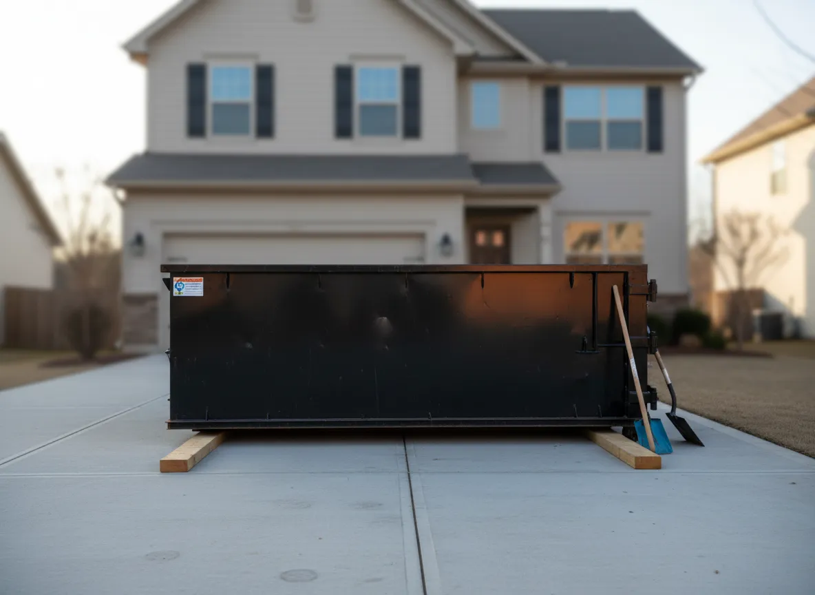 Home cleanout project with dumpster