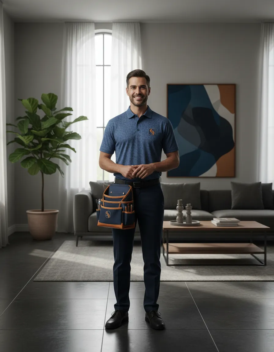 Friendly home service technician arriving to help