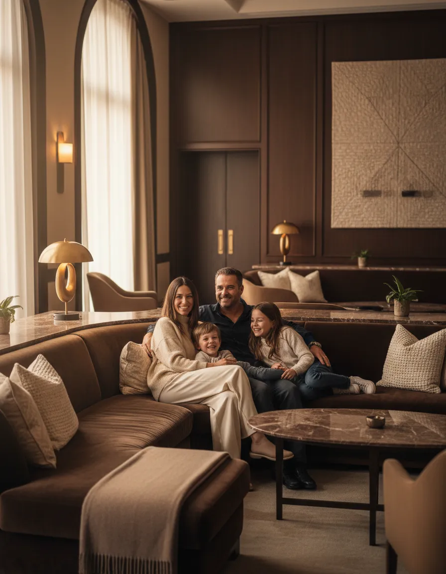 Happy family enjoying their stay