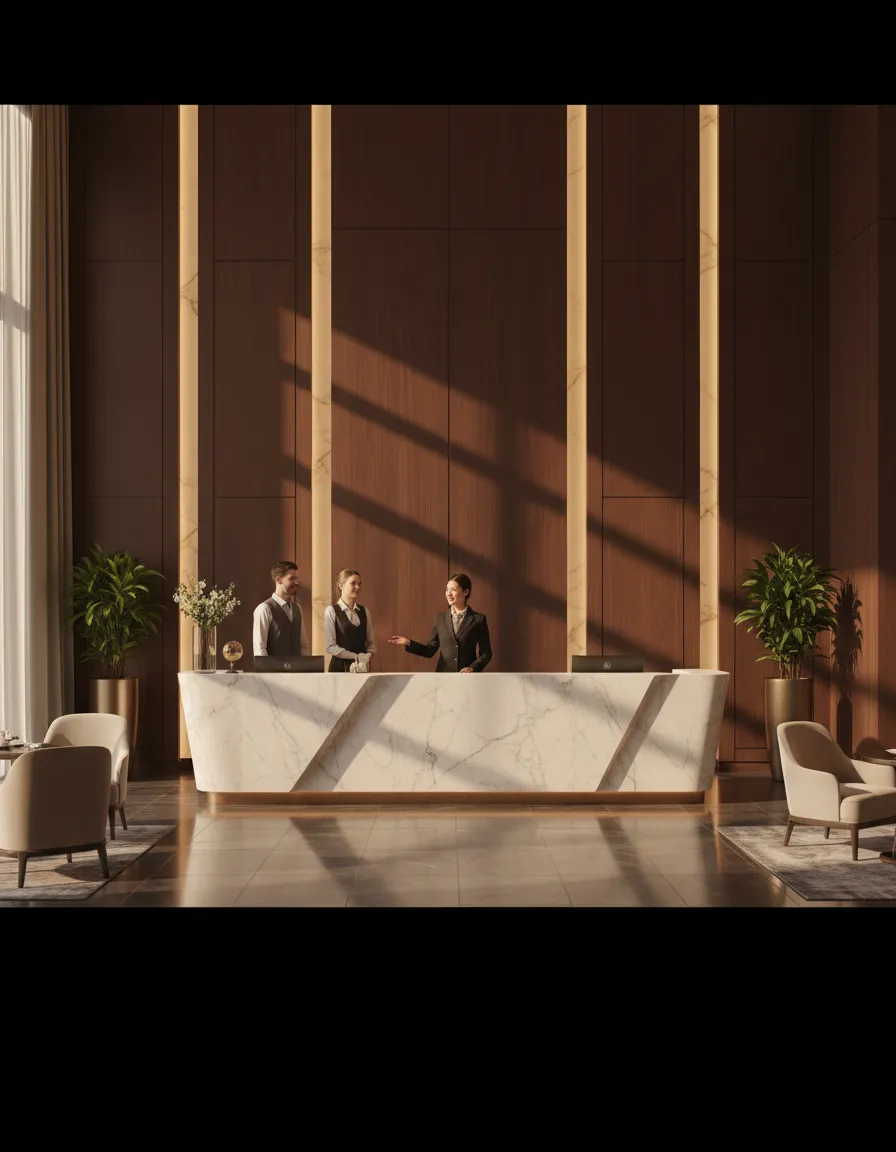 Elegant reception area of Photizo Suigeneris Hotel