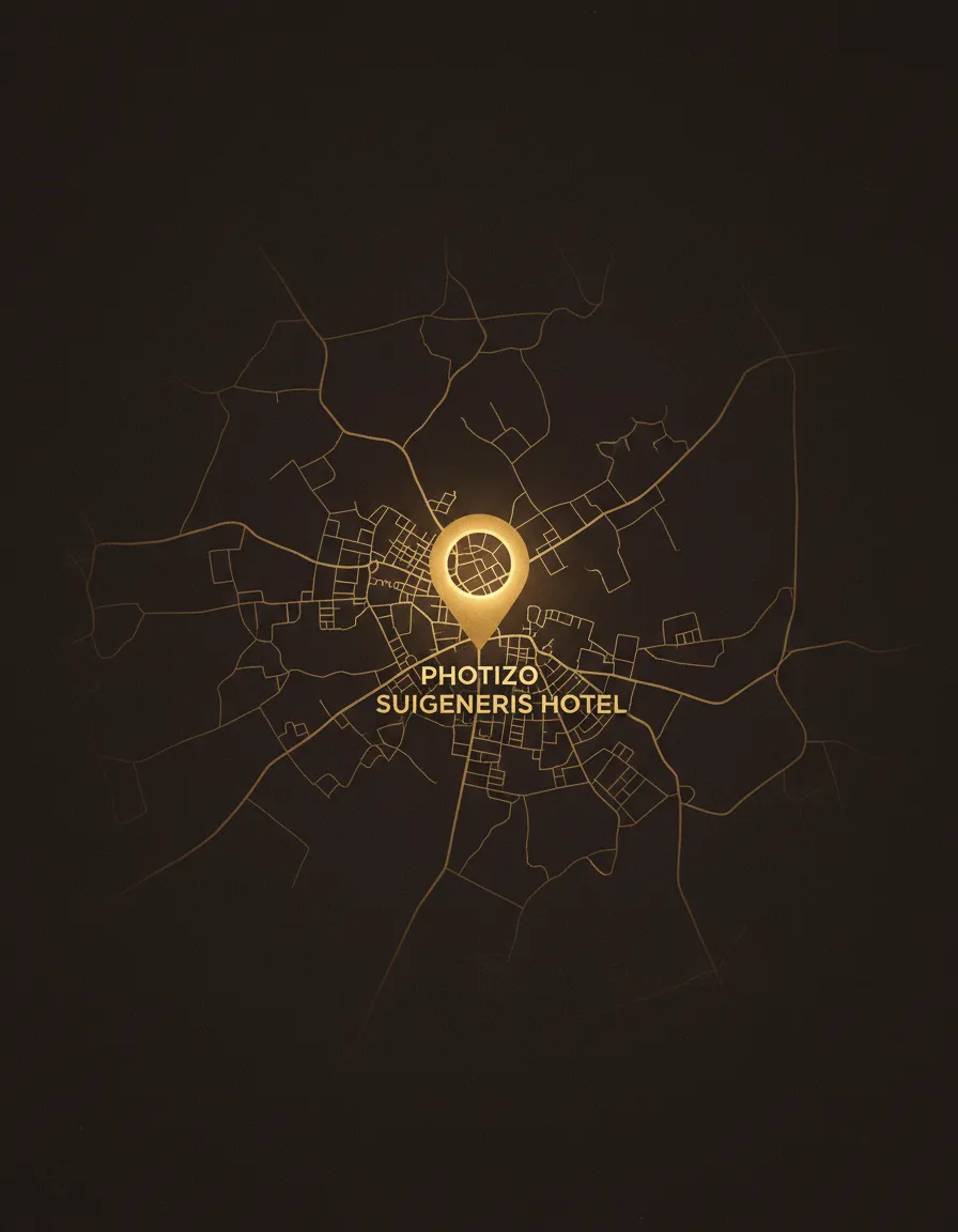 Stylized dark-themed map of Ogbomoso area indicating Photizo Suigeneris Hotel location