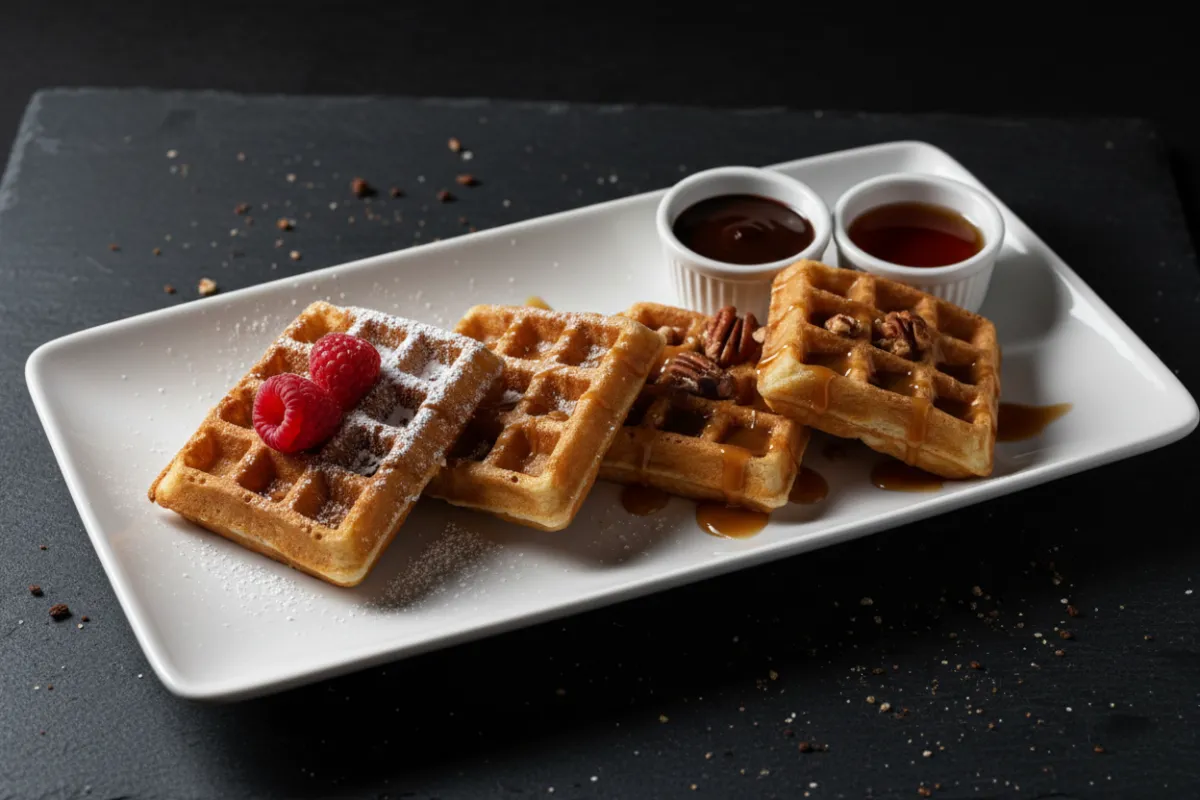 Waffle sampler plate with sauces promotional offer