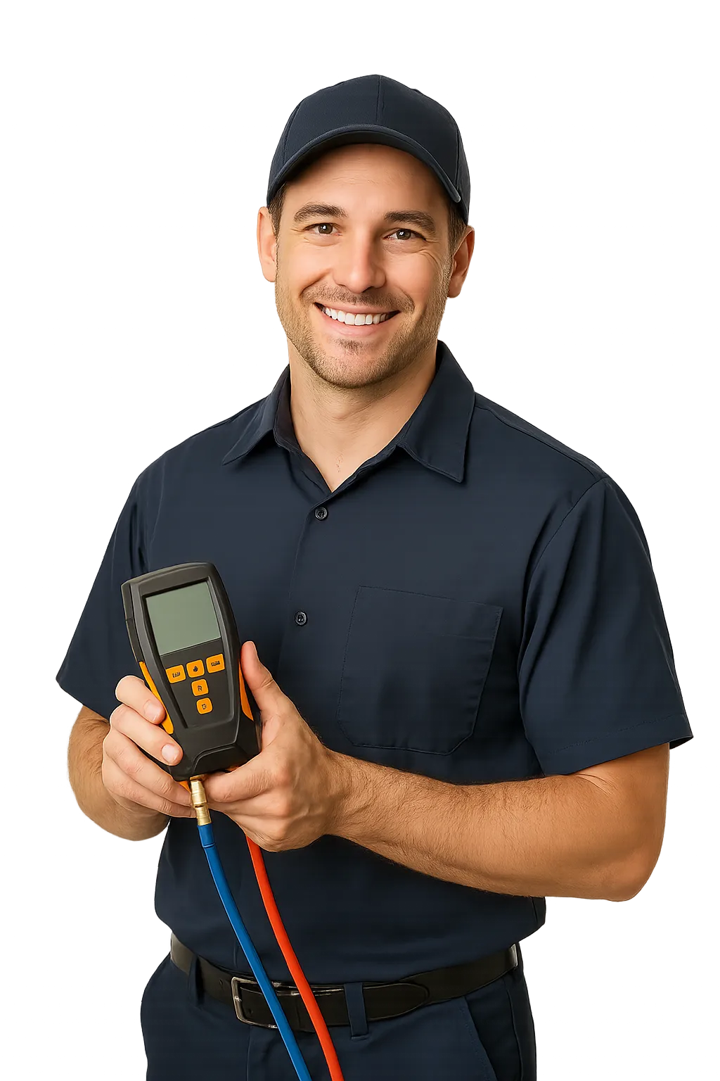 Professional HVAC technician ready for emergency dispatch