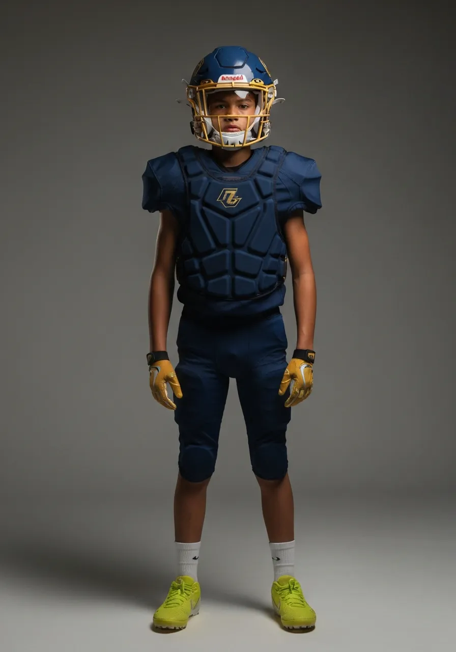 Player in modern safety gear