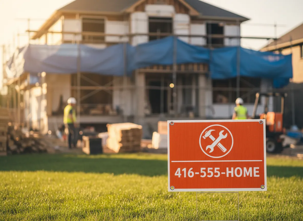 Contractor lawn signage in Etobicoke