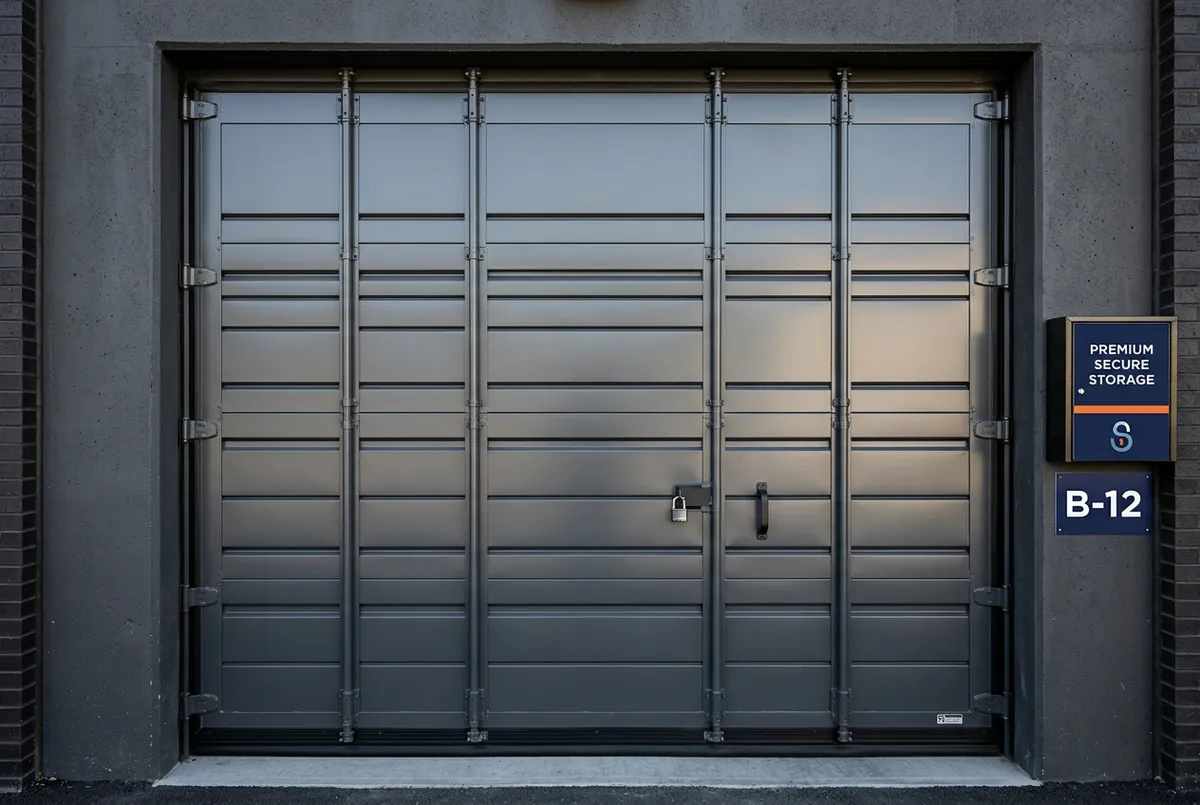 Customer securing an RV inside an enclosed storage bay at Texas City Boat & RV Storage