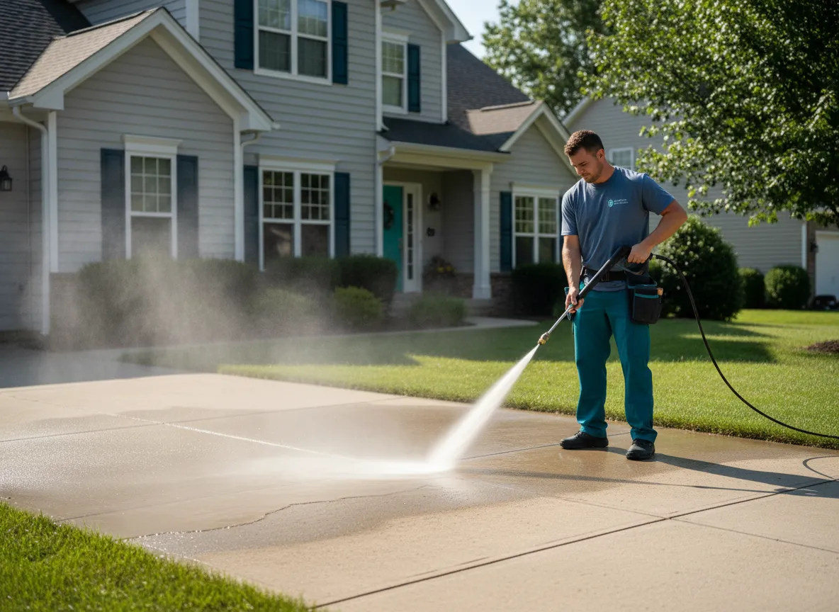 Exterior cleaning in progress