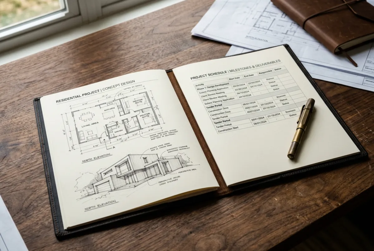 Transparent line-item project schedule and budget binder presentation