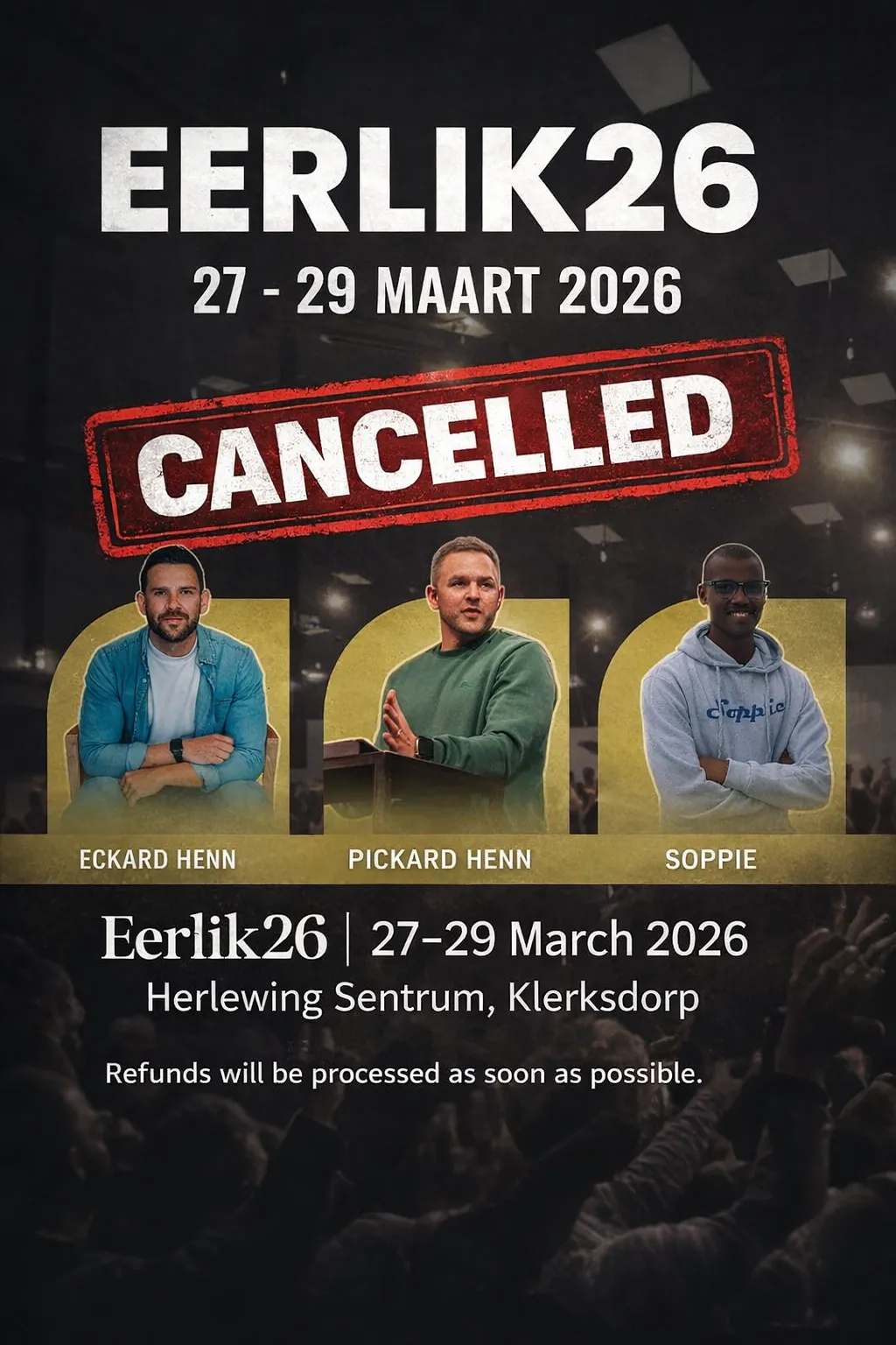 Eerlik26 Event Cancelled Poster