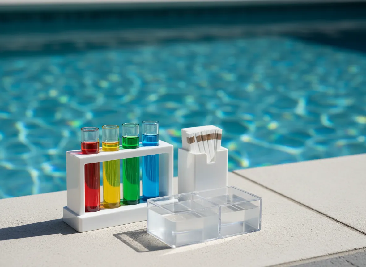 Water testing kit measuring pool chemistry