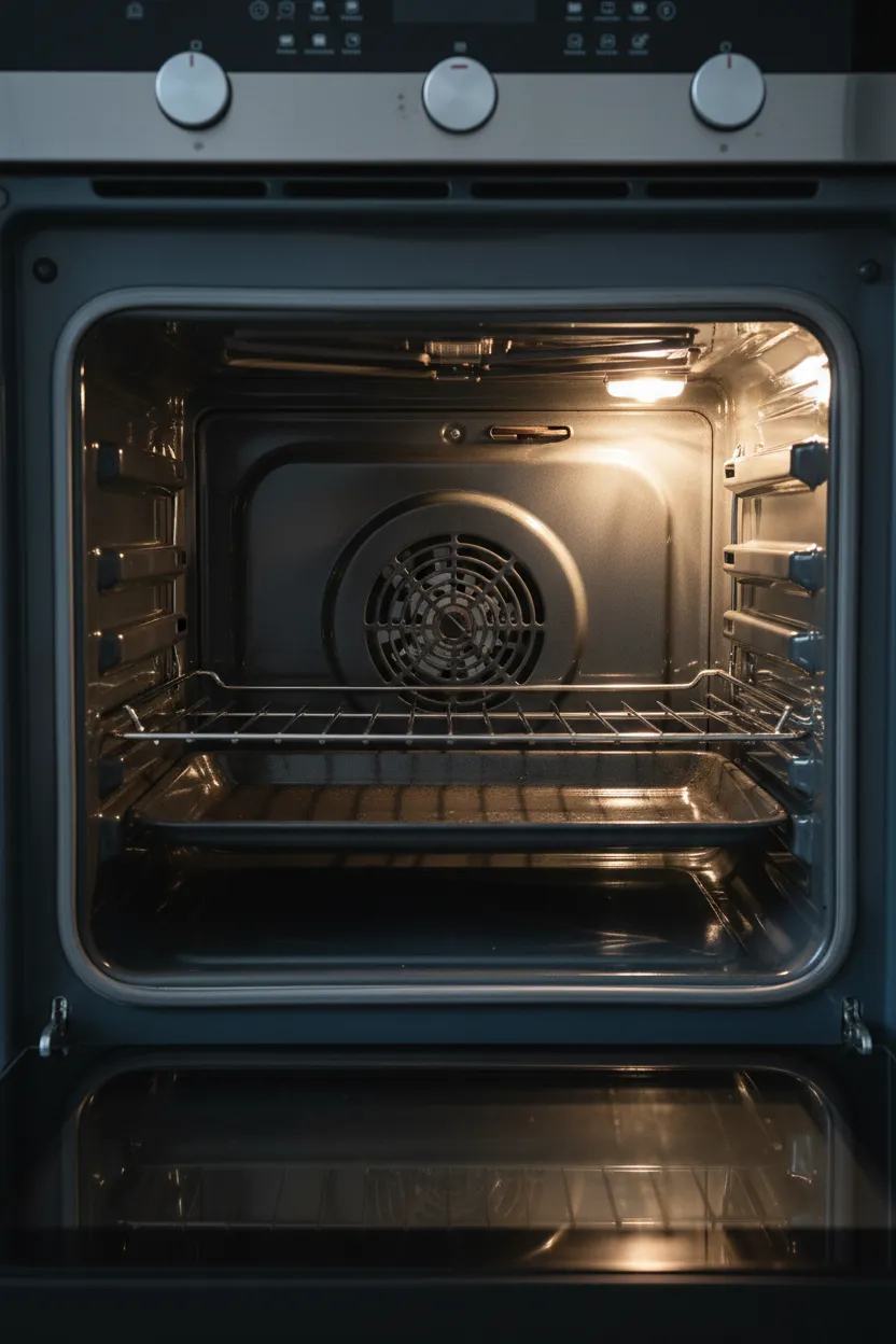 After oven cleaning - meticulously cleaned oven interior