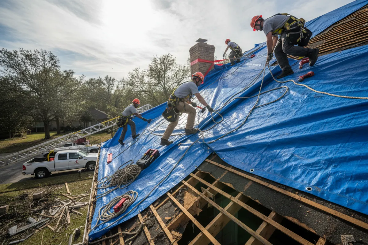 Emergency roof tarping and repair