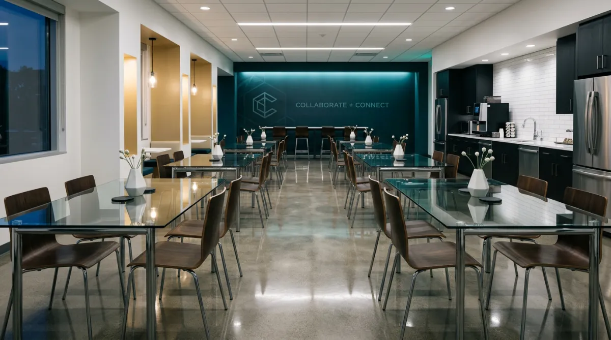 Organized professional corporate office workspace sanitized by commercial cleaning team