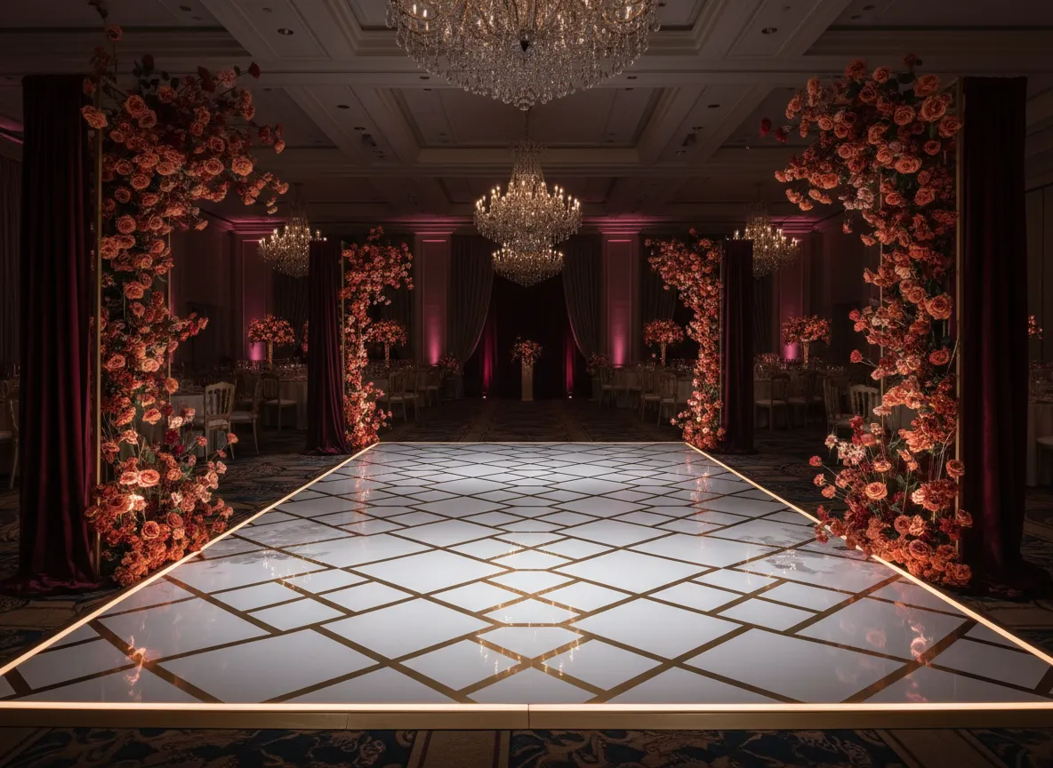 Elegant event dance floor styling setup
