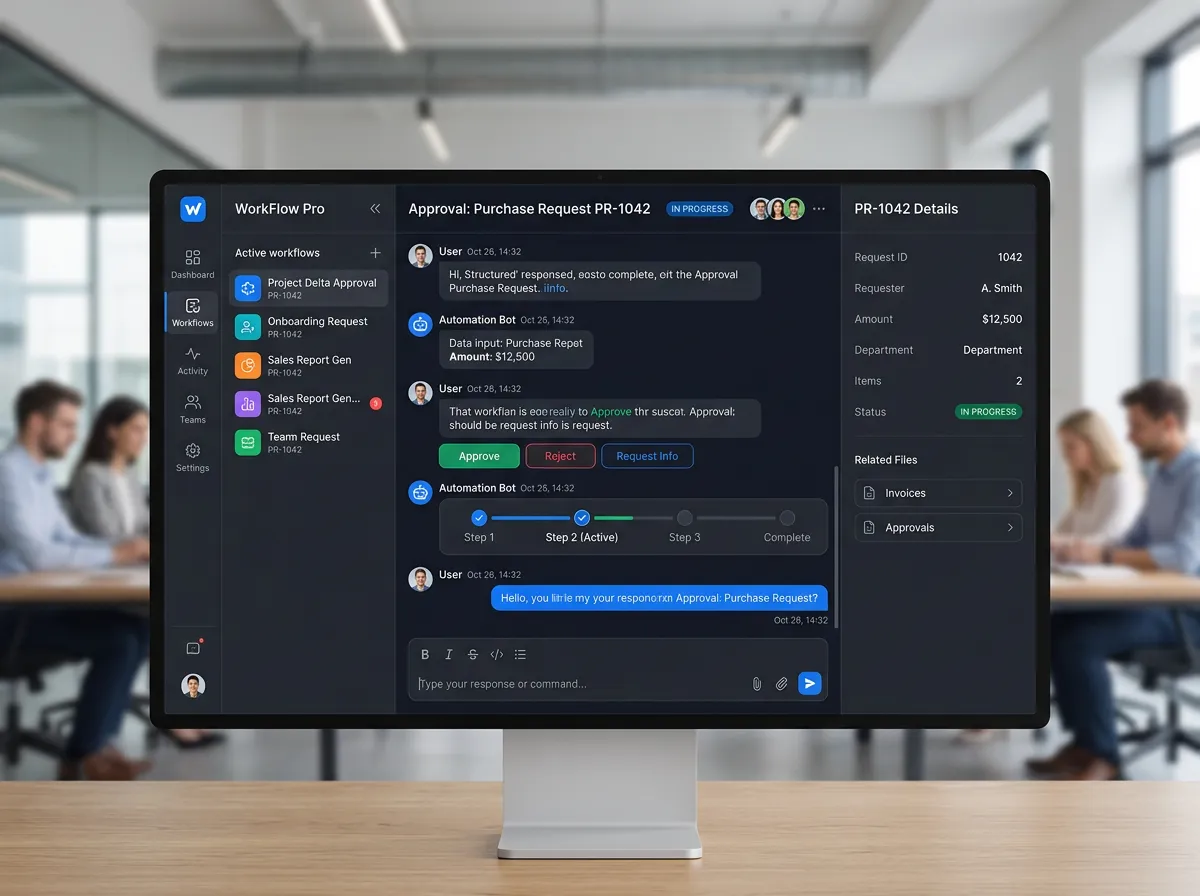 UI mockup of an automated conversation interface
