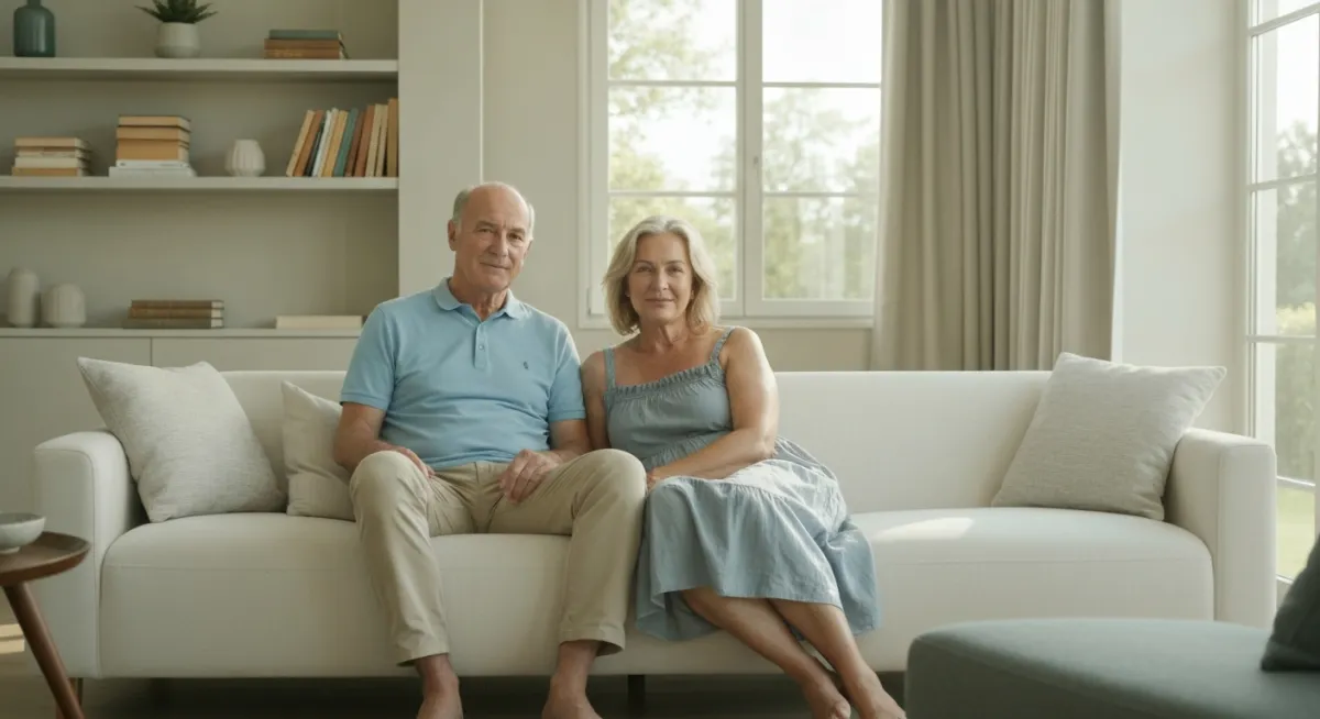 Older couple sitting on a couch
