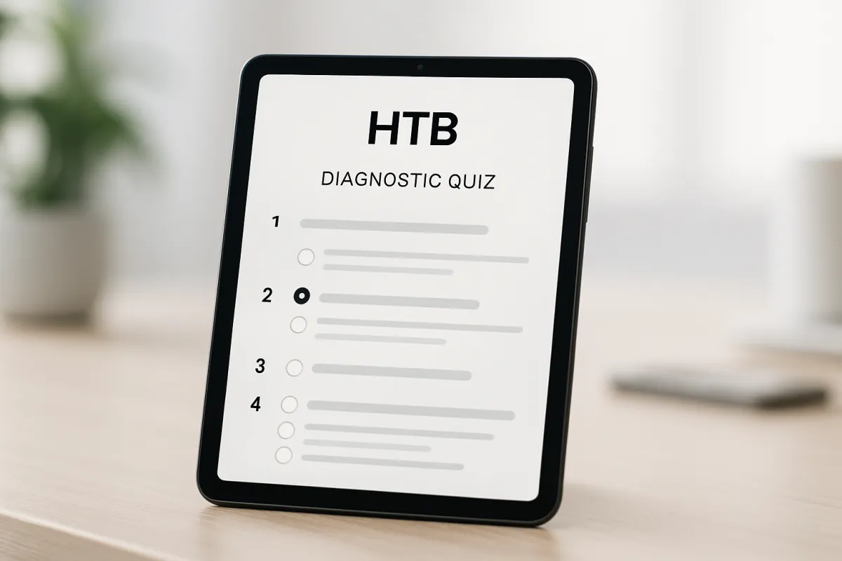 A close-up of a hand gently checking off a simple, elegant daily checklist on a notepad. The background is softly blurred, with warm, natural light.