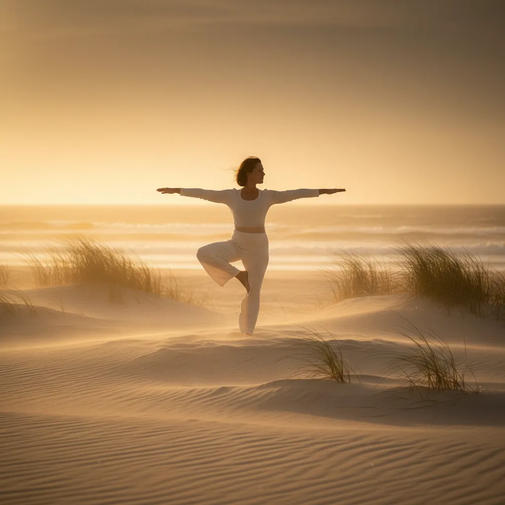 Personalized wellness care yoga on beach