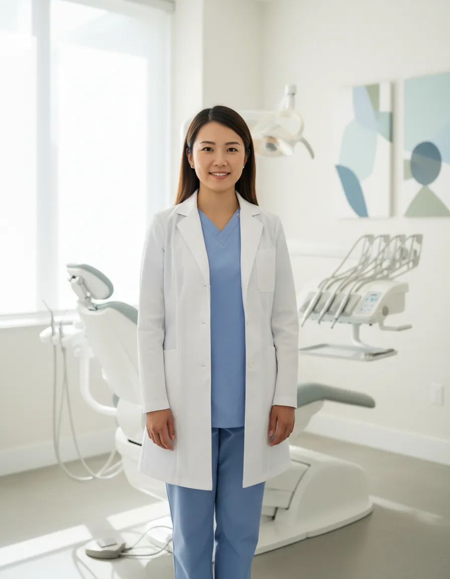 Lead dentist at Classic Dental smiling in clinic