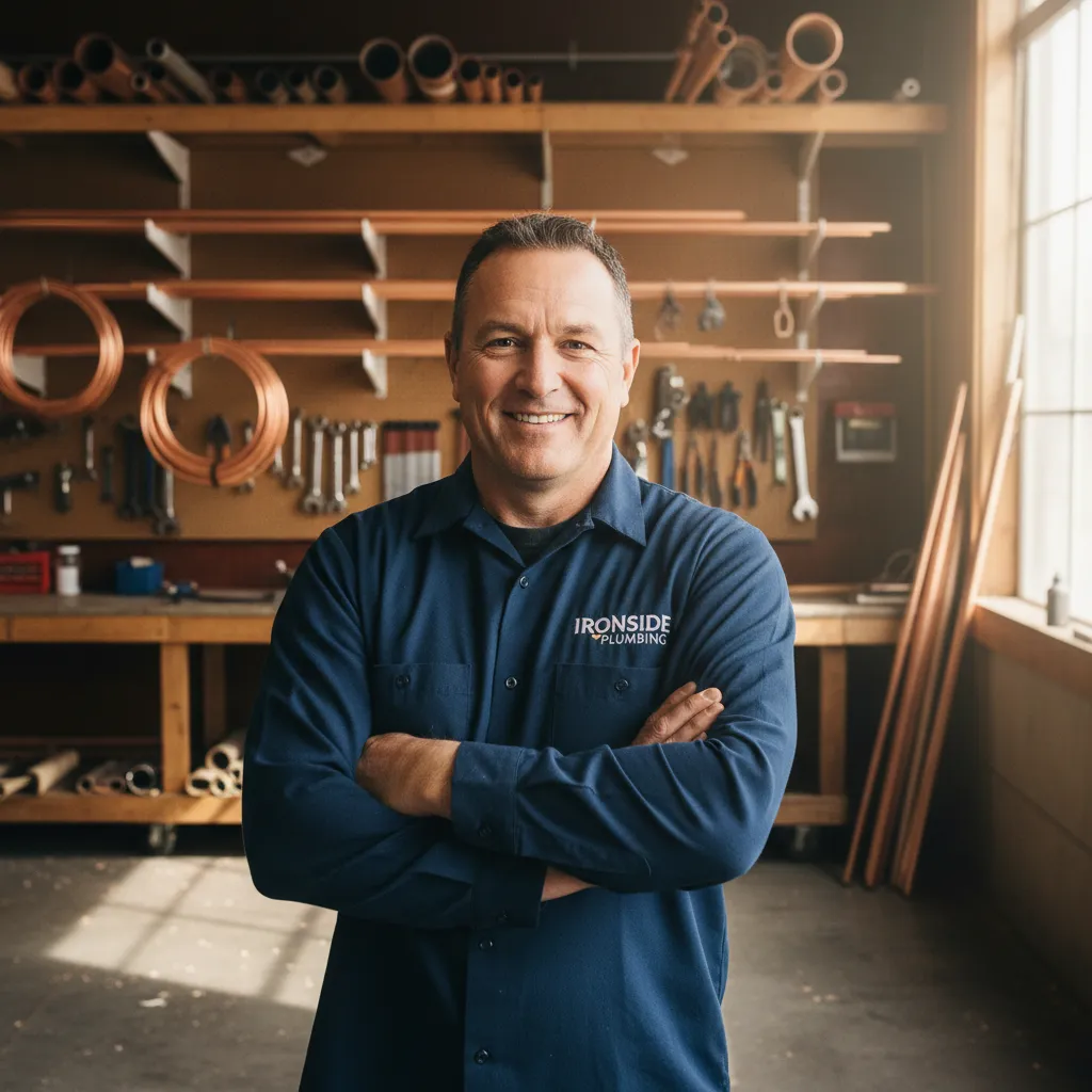 Portrait of James Carter, lead technician at Ironside Plumbing.