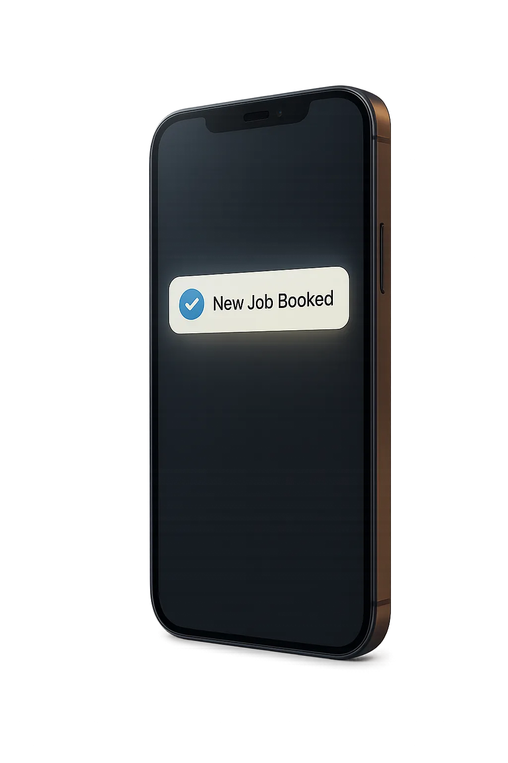 Smartphone showing New Job Booked notification