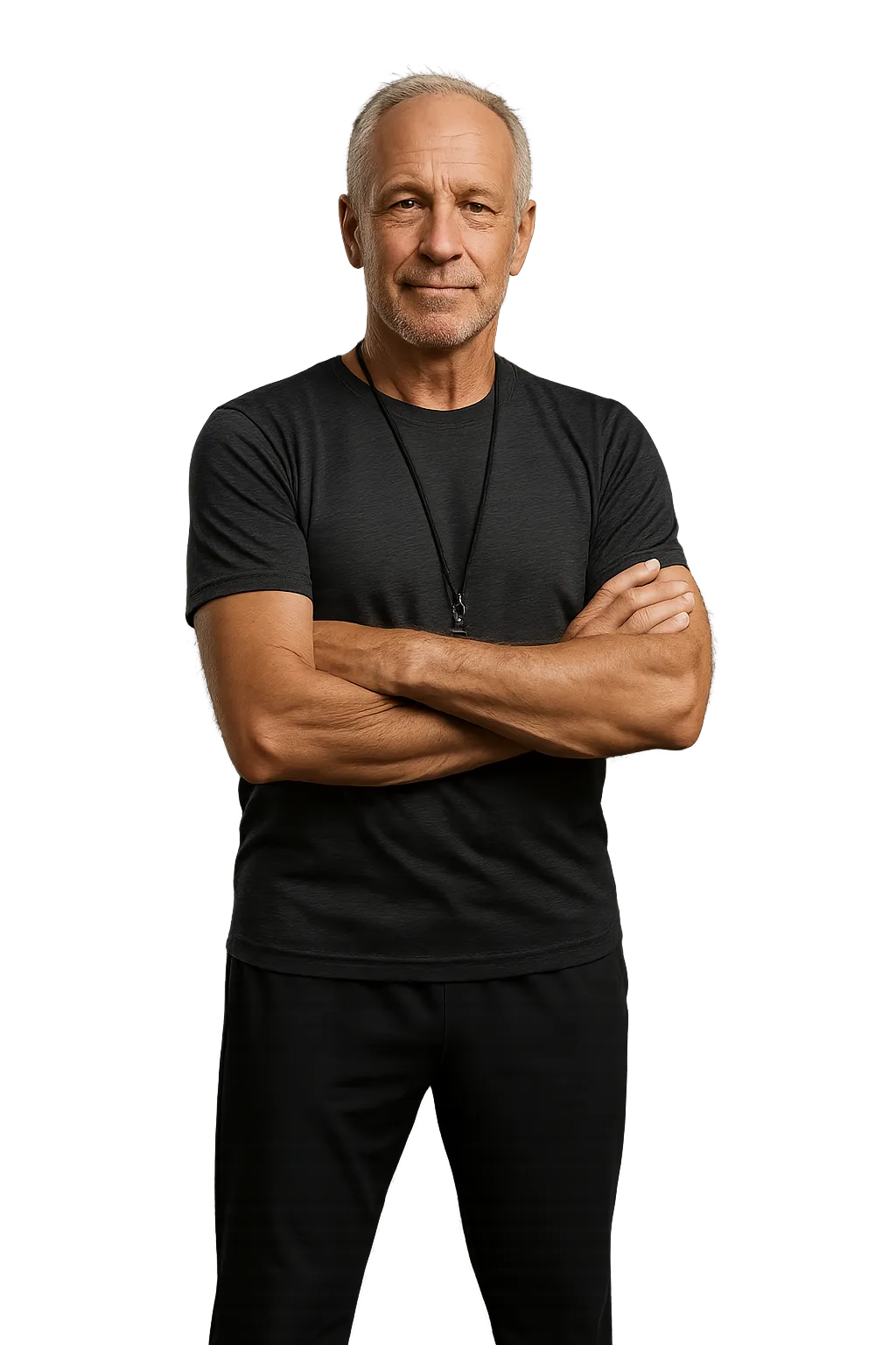 Senior coach portrait on neutral background