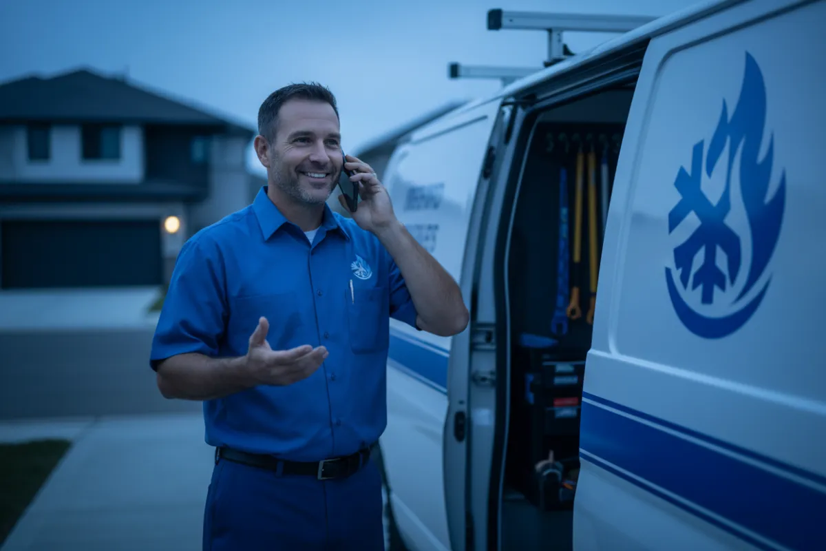 HVAC technician inspecting a rooftop air conditioning unit during maintenance