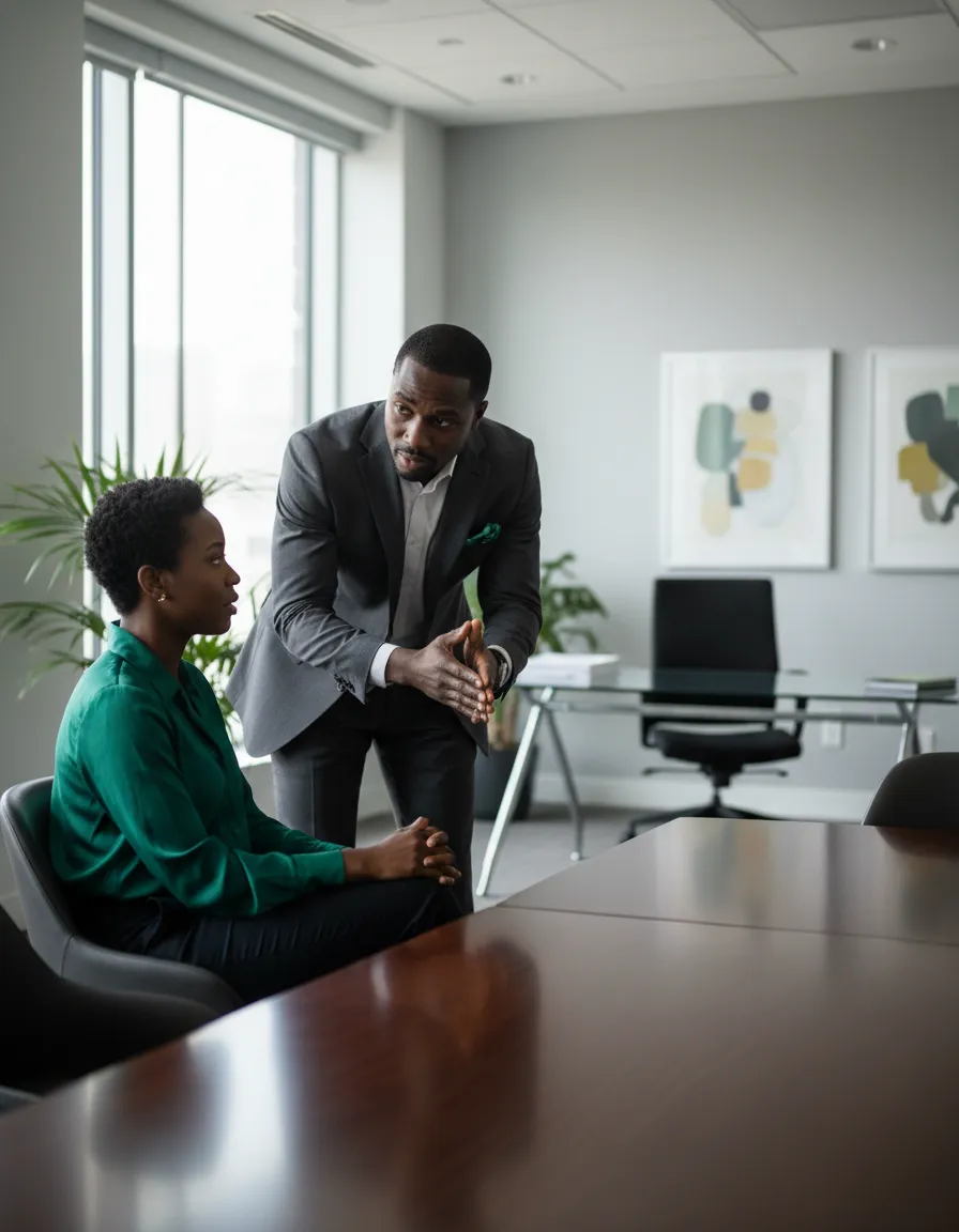 Black executive coach in a 1-on-1 session