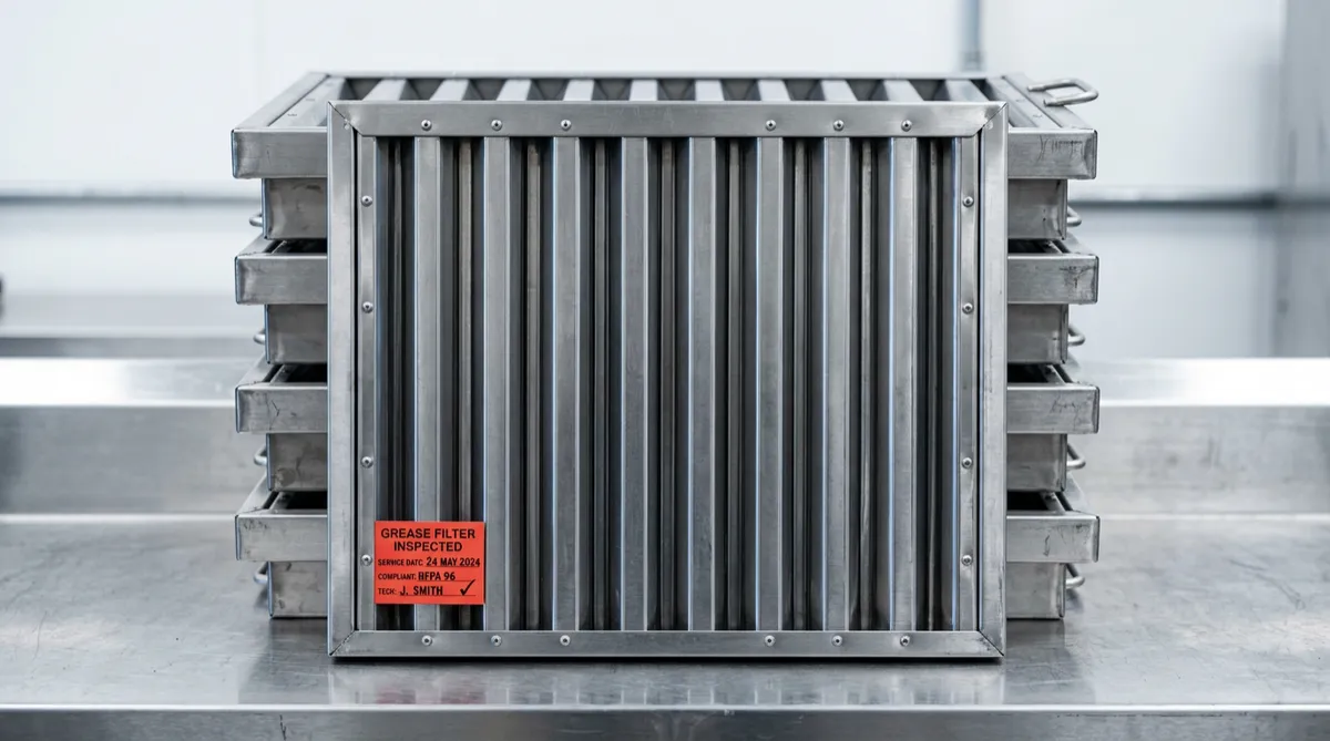 Heavy-duty commercial stainless steel baffle grease filters