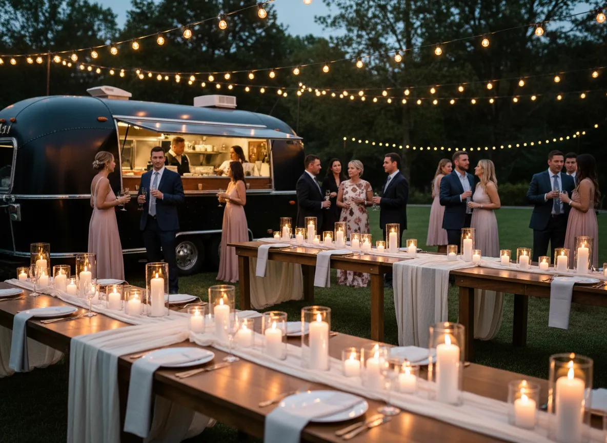 Wedding reception with luxury food truck catering