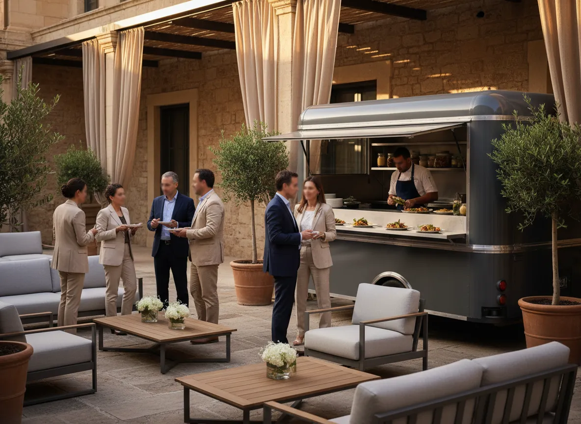 Corporate event or celebration with food truck
