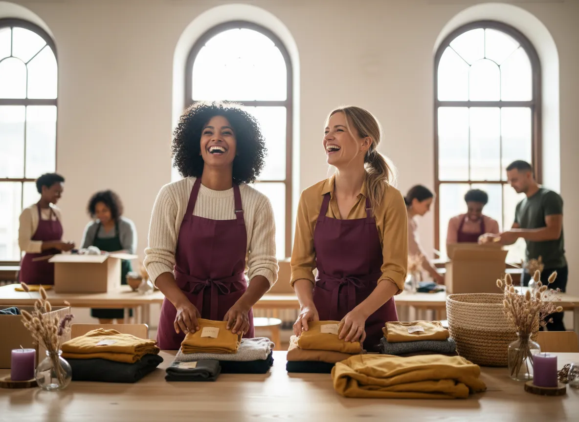 Women volunteering together