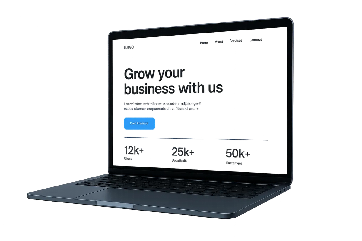 High-fidelity modern website interface mockup featuring clean editorial typography and responsive metrics
