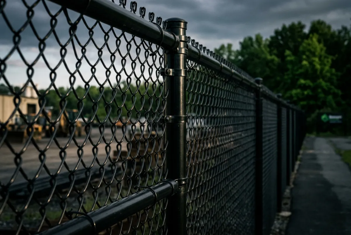 Haven Fence black vinyl-coated chain link boundary fence installation