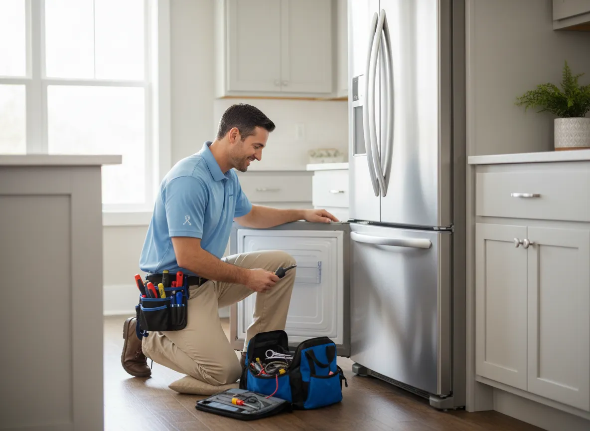 Technician repairing a household appliance in Augusta GA home