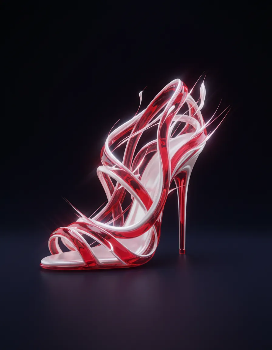 Red Abstract Shoe Art