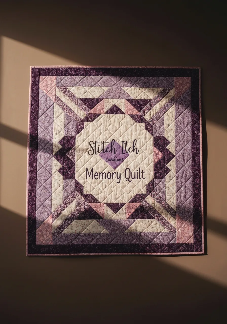 A beautiful, custom memory quilt handcrafted from sentimental clothing
