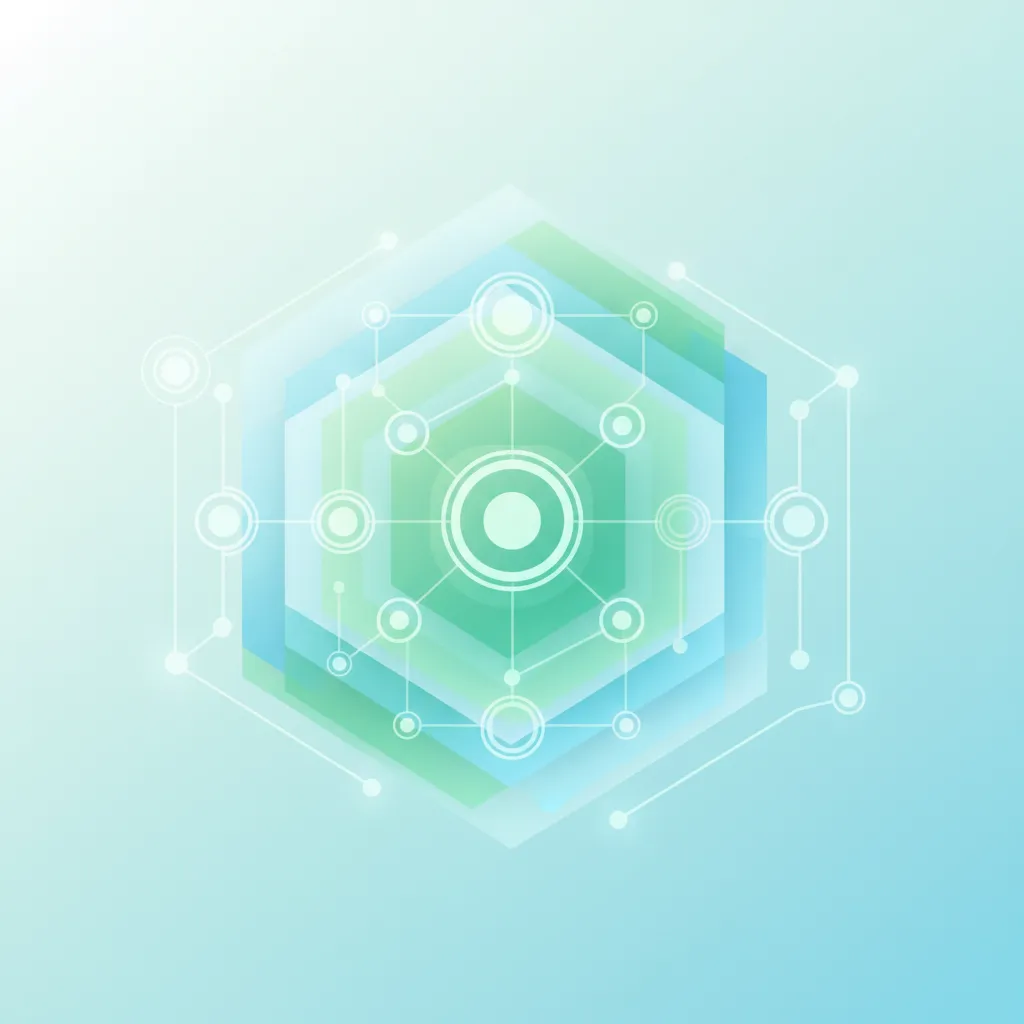 Abstract green and blue learning diagram with interconnected nodes, branching lines, and layered modules, representing structured GHL education. The composition is clean, modern, and tech-forward, with no people or generic icons.