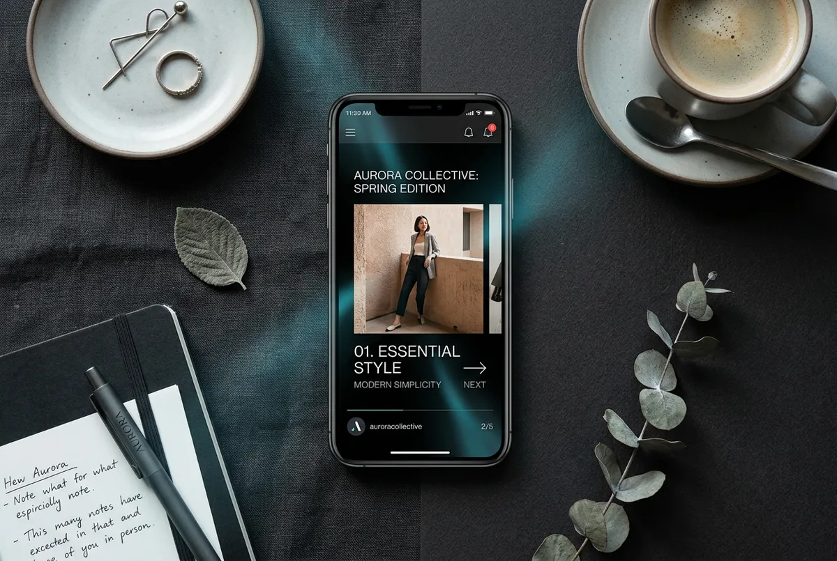 Branded social media content carousel format preview