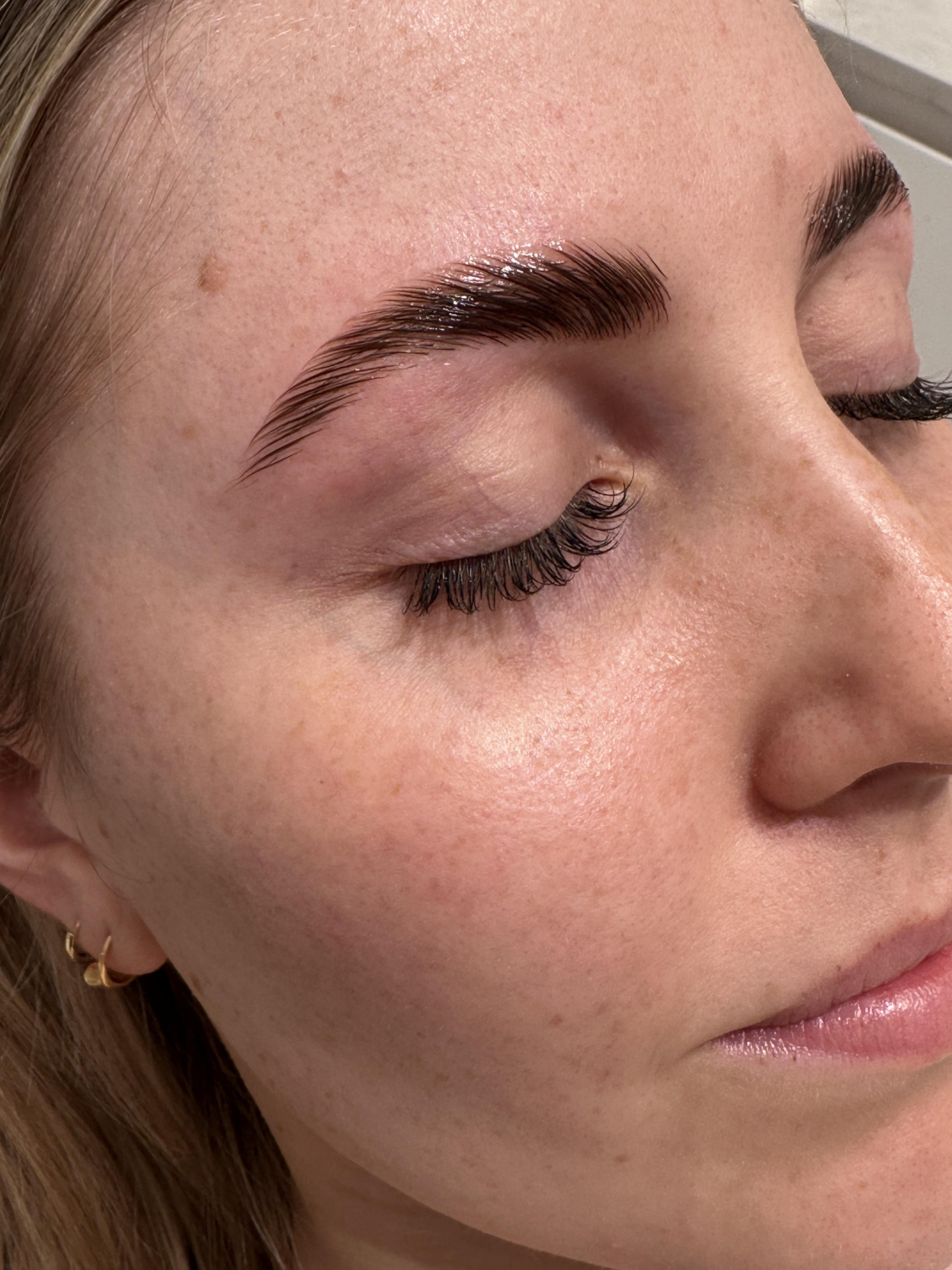 After brow lamination and tint result