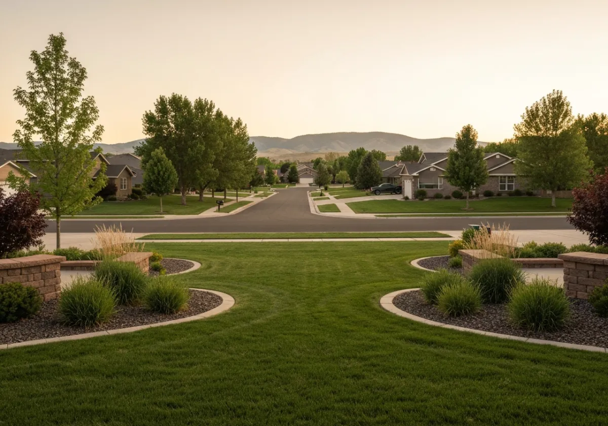 Lush residential landscape in Treasure Valley Idaho
