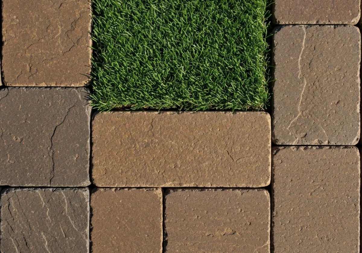Close up of high quality hardscaping and plant installation