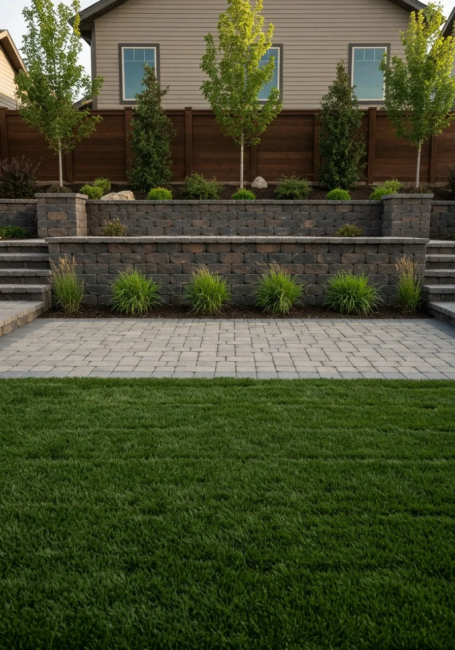 A professional and lush completed landscaping project in Idaho