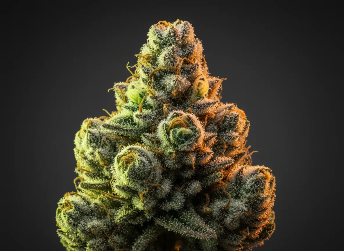 Macro photography of frosty THCA flower