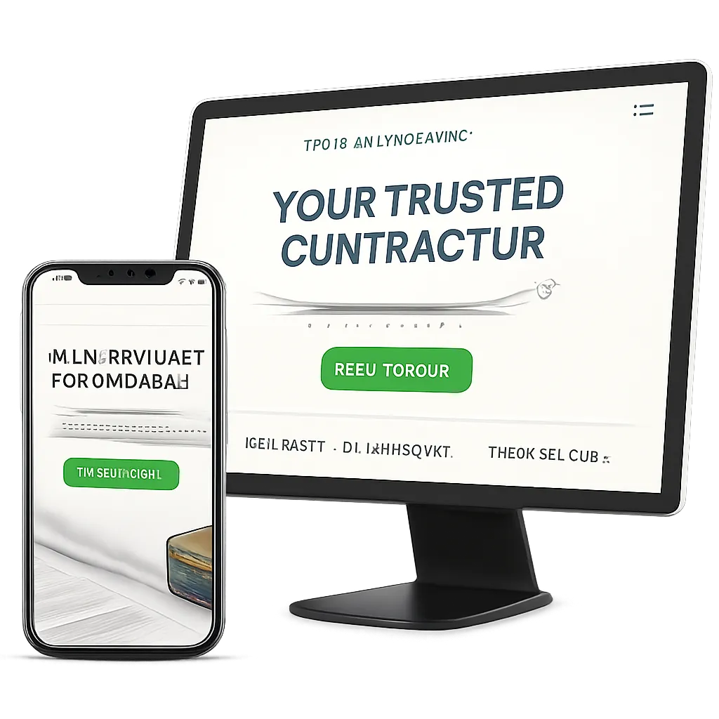 Contractor service website design showcase on mobile and desktop devices
