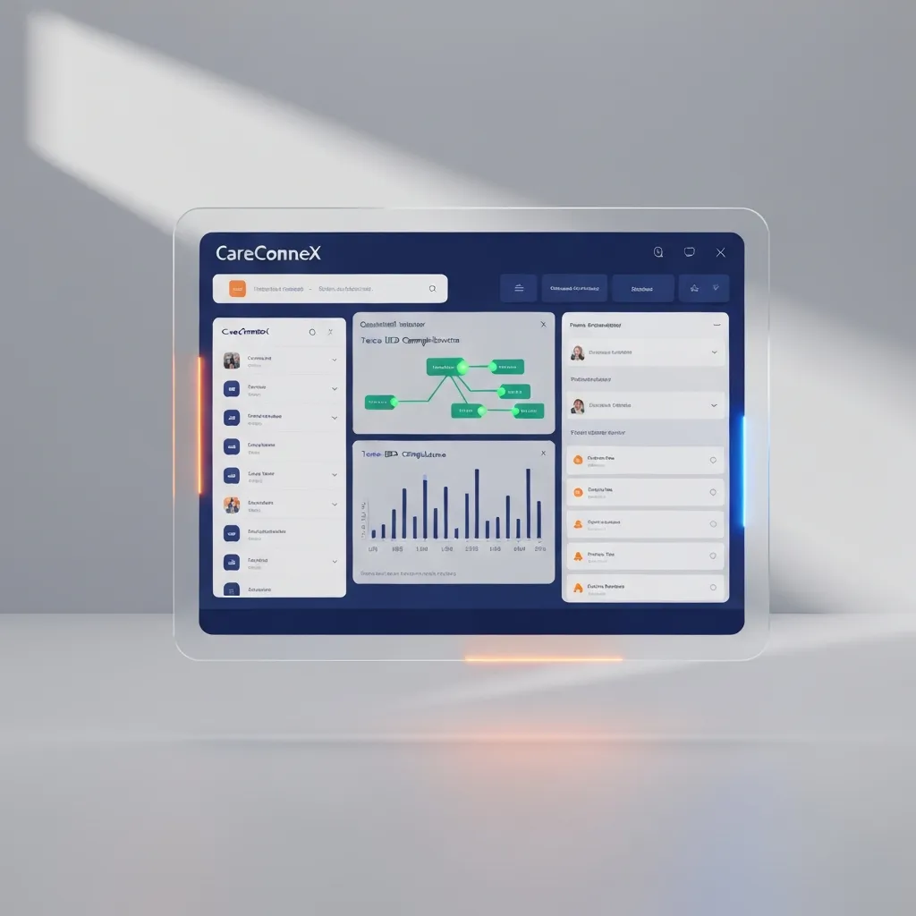 A unified healthcare SaaS dashboard interface showing Texas IDD compliance tracking