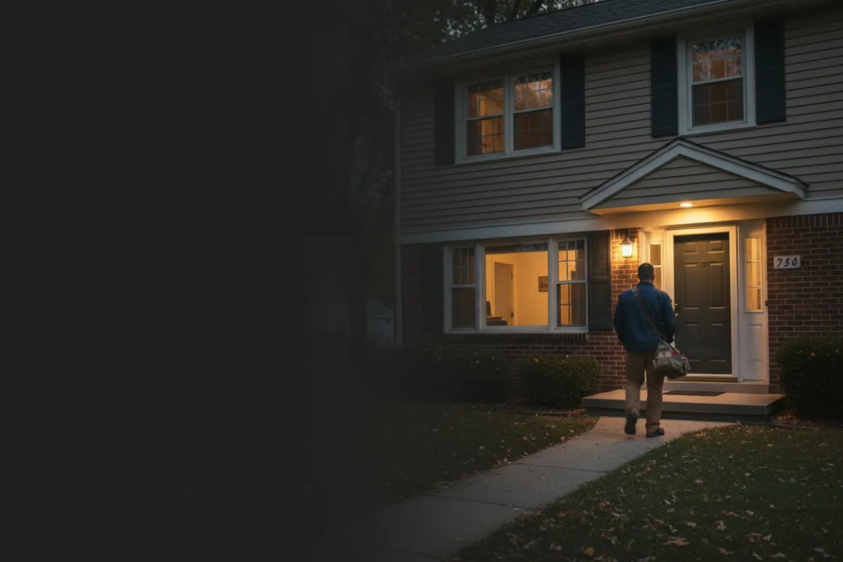 Placeholder: 10-second video of Hawk arriving at a house or opening a furnace panel